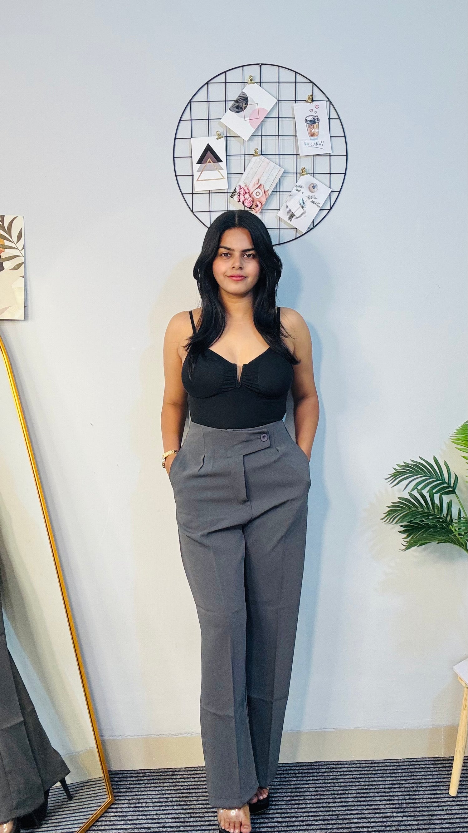 Bodysuit V-Wire Ruched Black