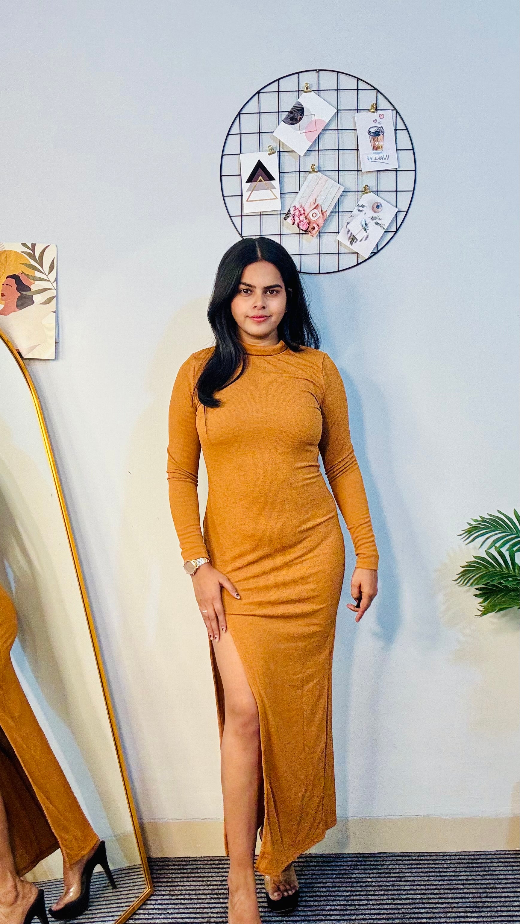 High Neck Bodycon Maxi Dress