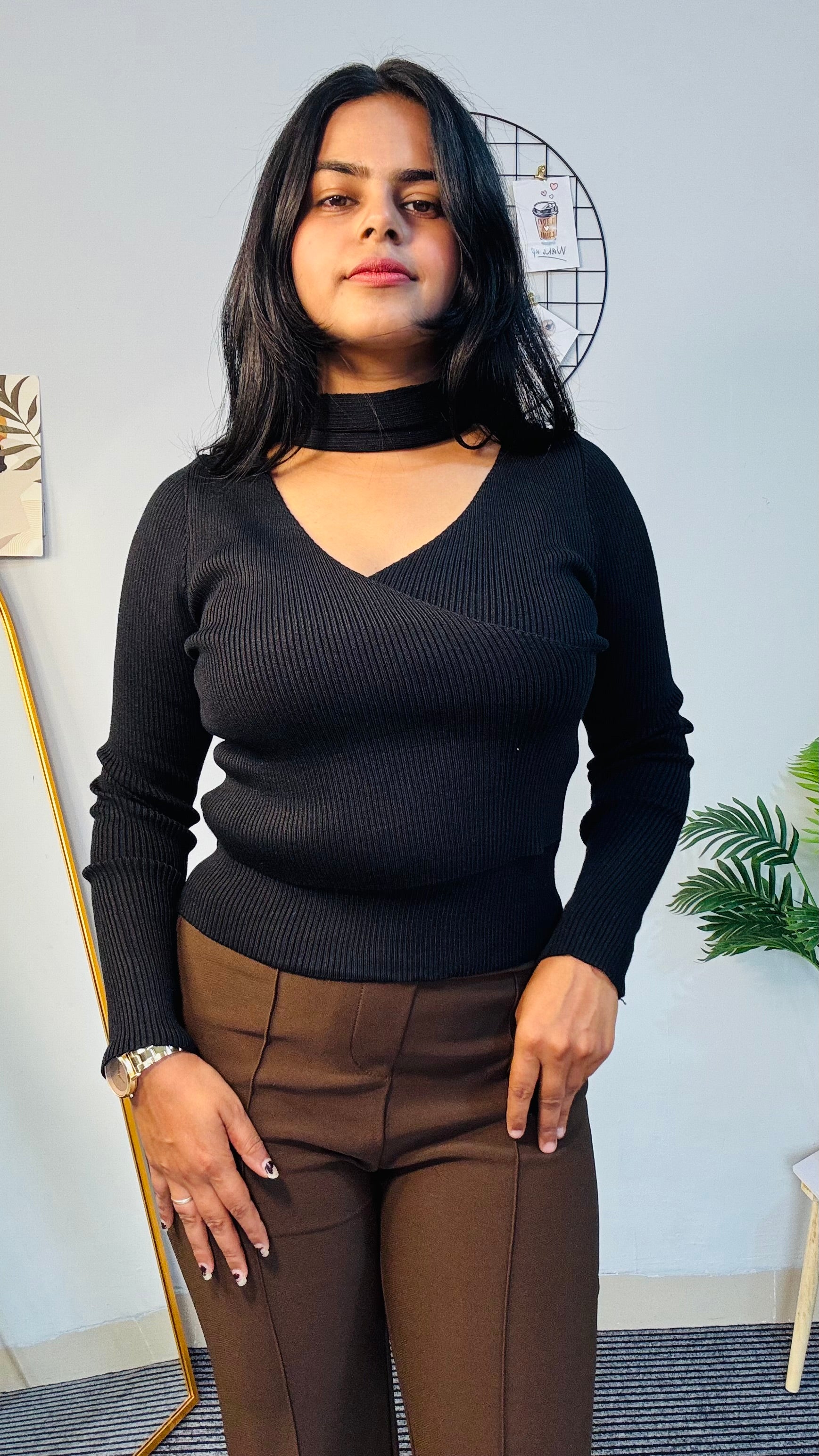 Black Ripped Style Fit Top