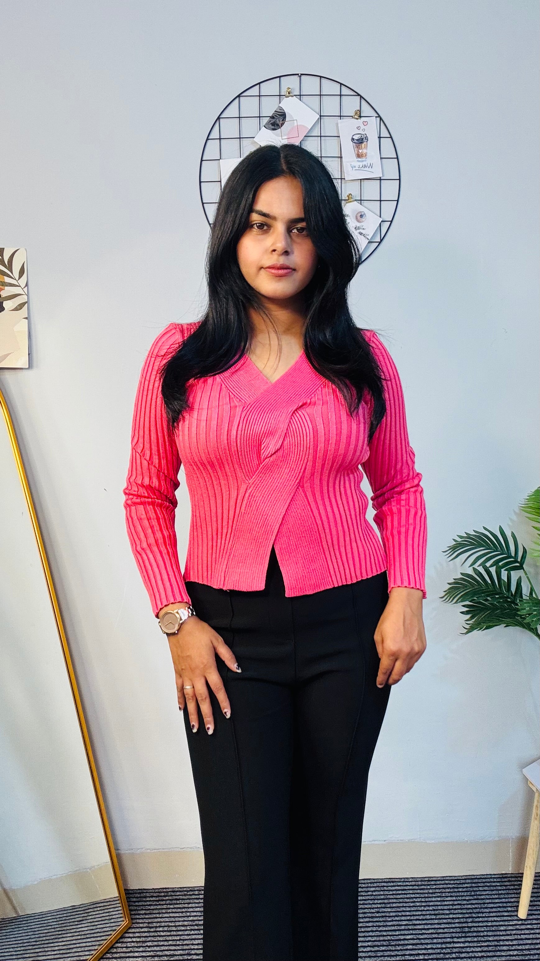 Pink Aura Knit Wrap Top