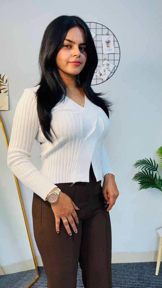 White Ripped Cross Fit Top