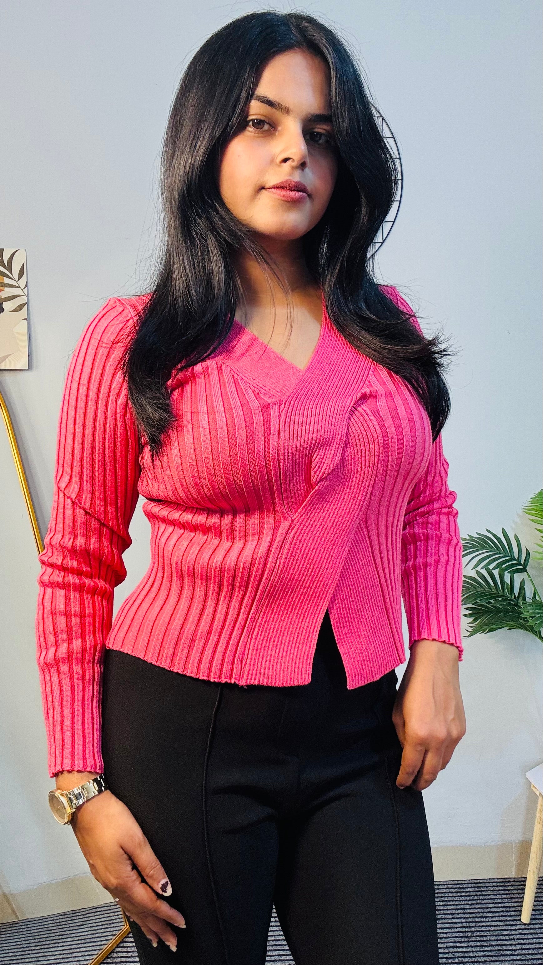 Pink Aura Knit Wrap Top