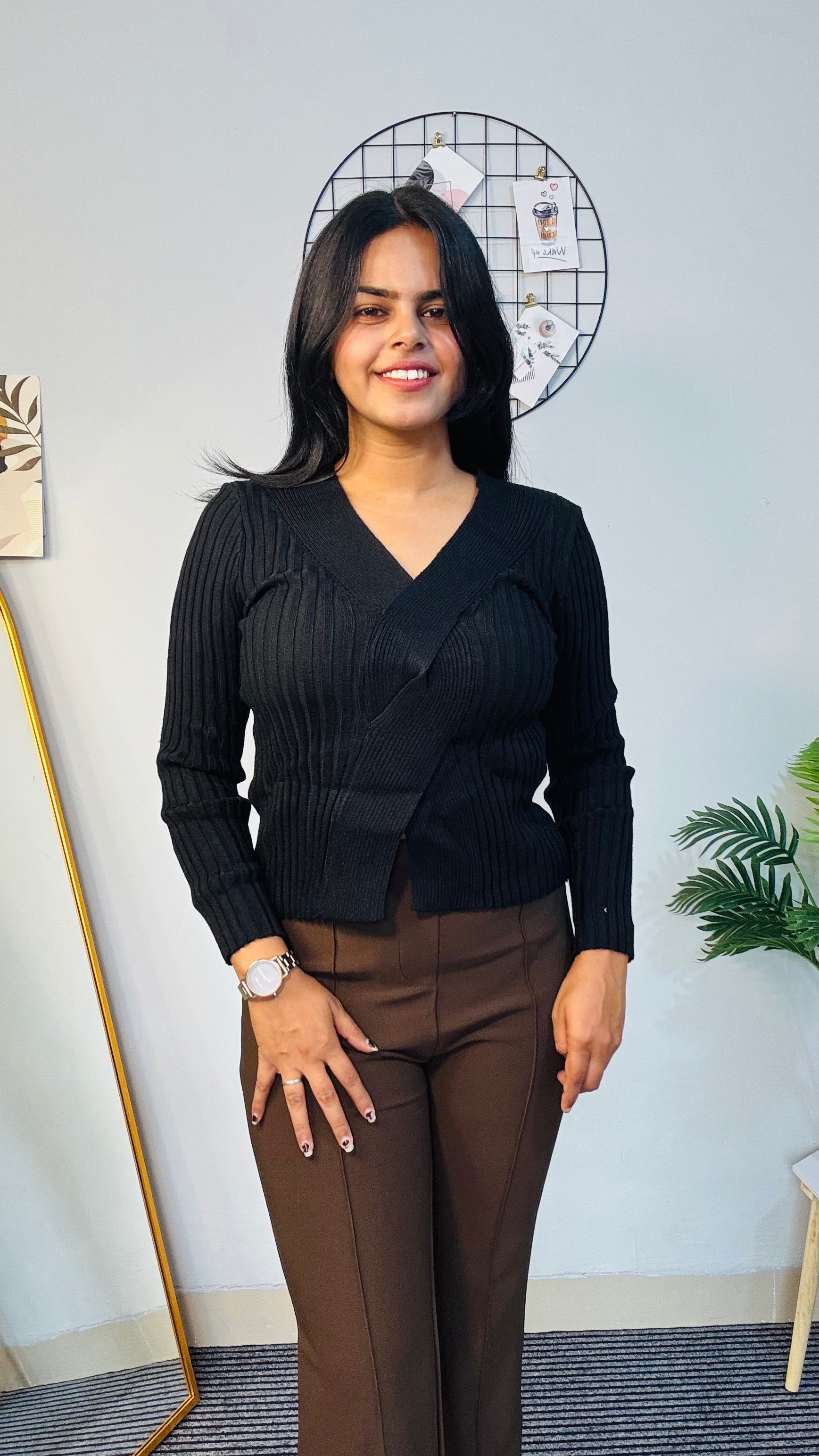 Black Ripped Cross Fit Top