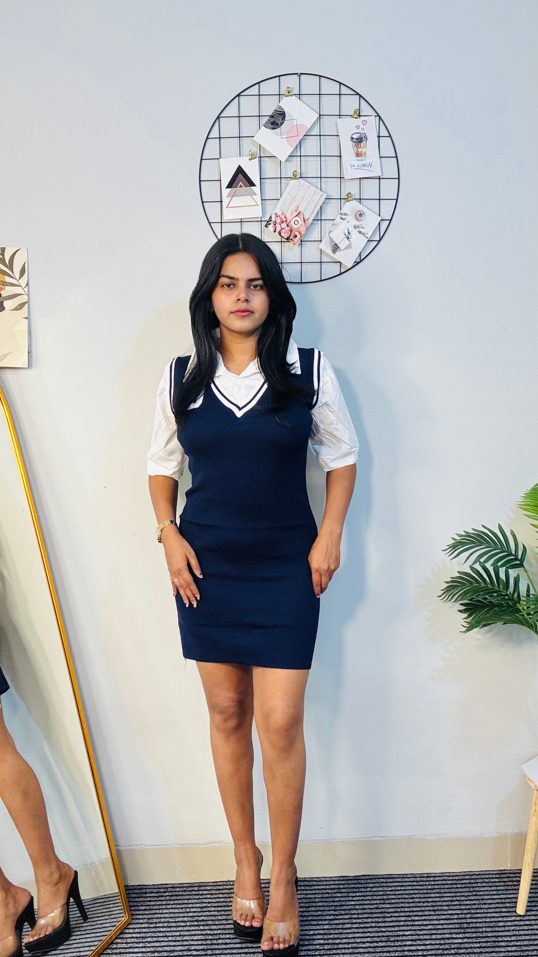 Blue Smart Casual Layered Dress