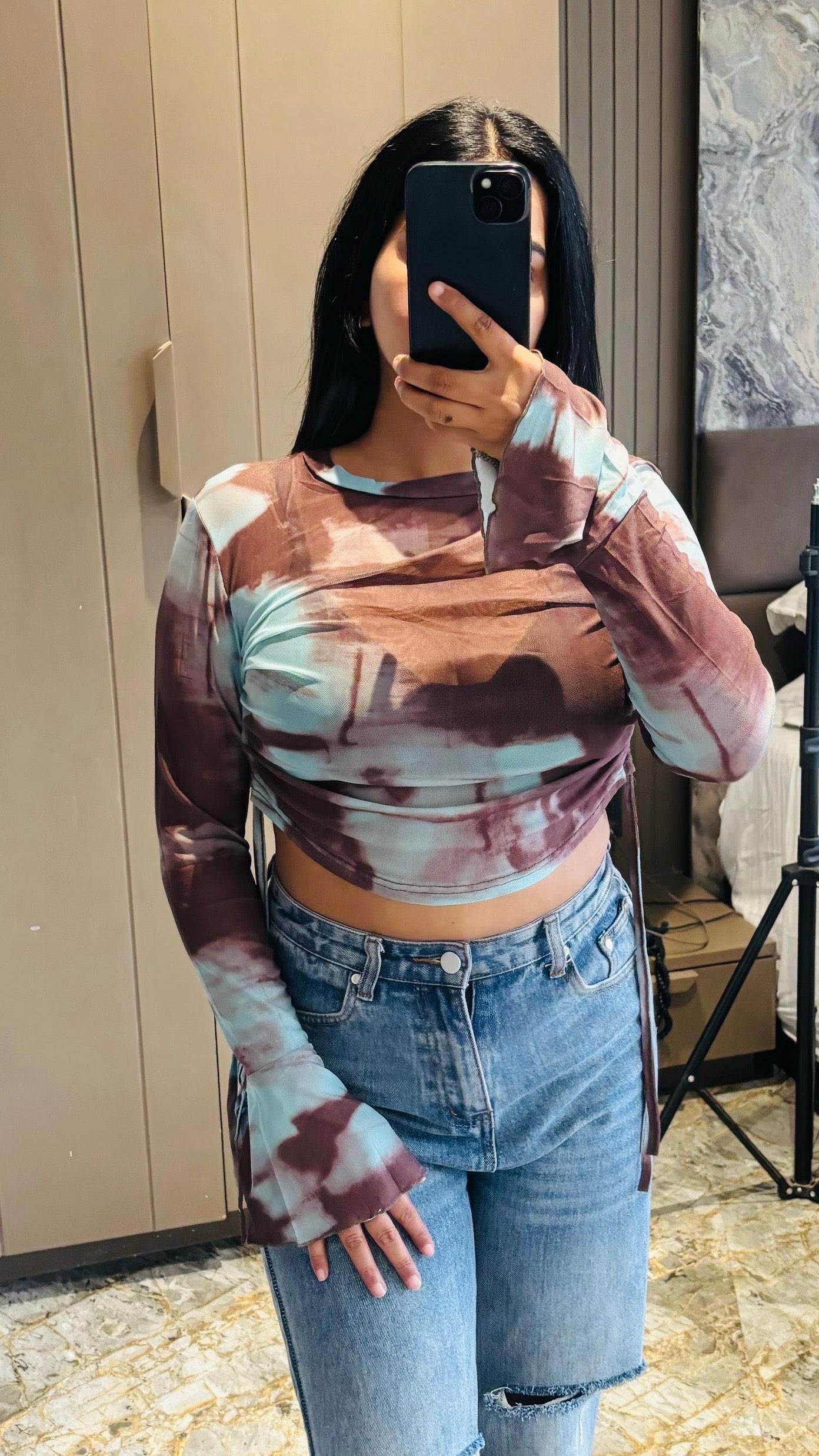 Transparent Full Sleeves Dye Top T19