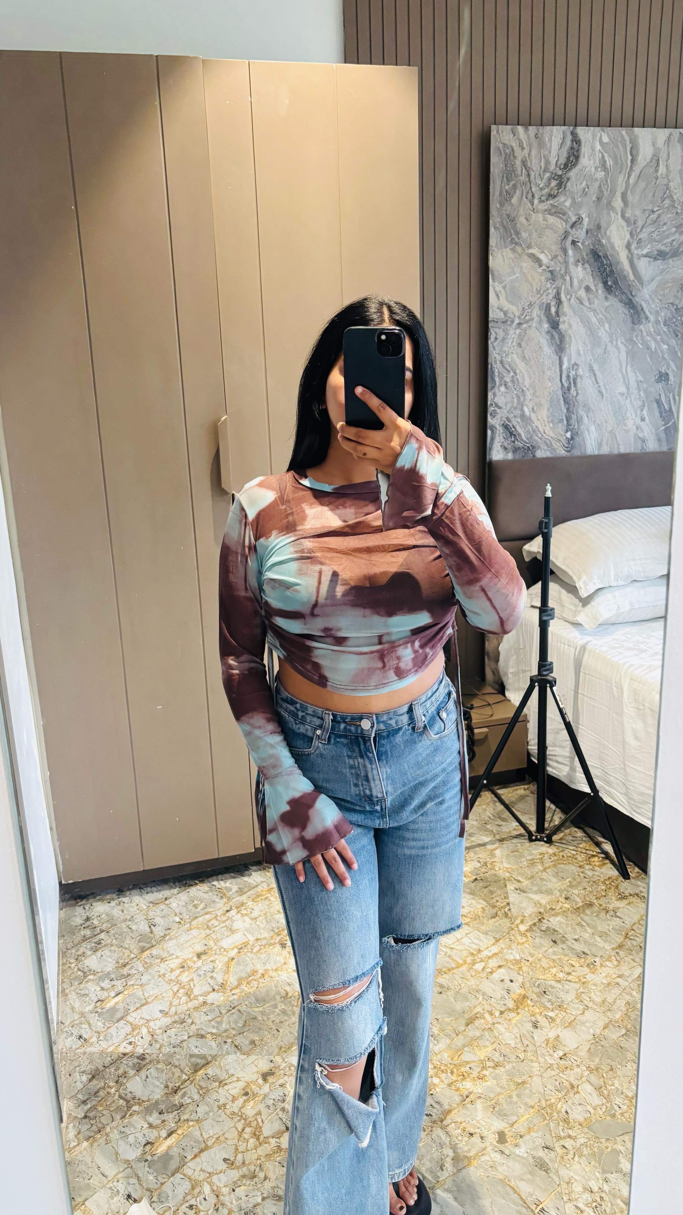 Transparent Full Sleeves Dye Top T19