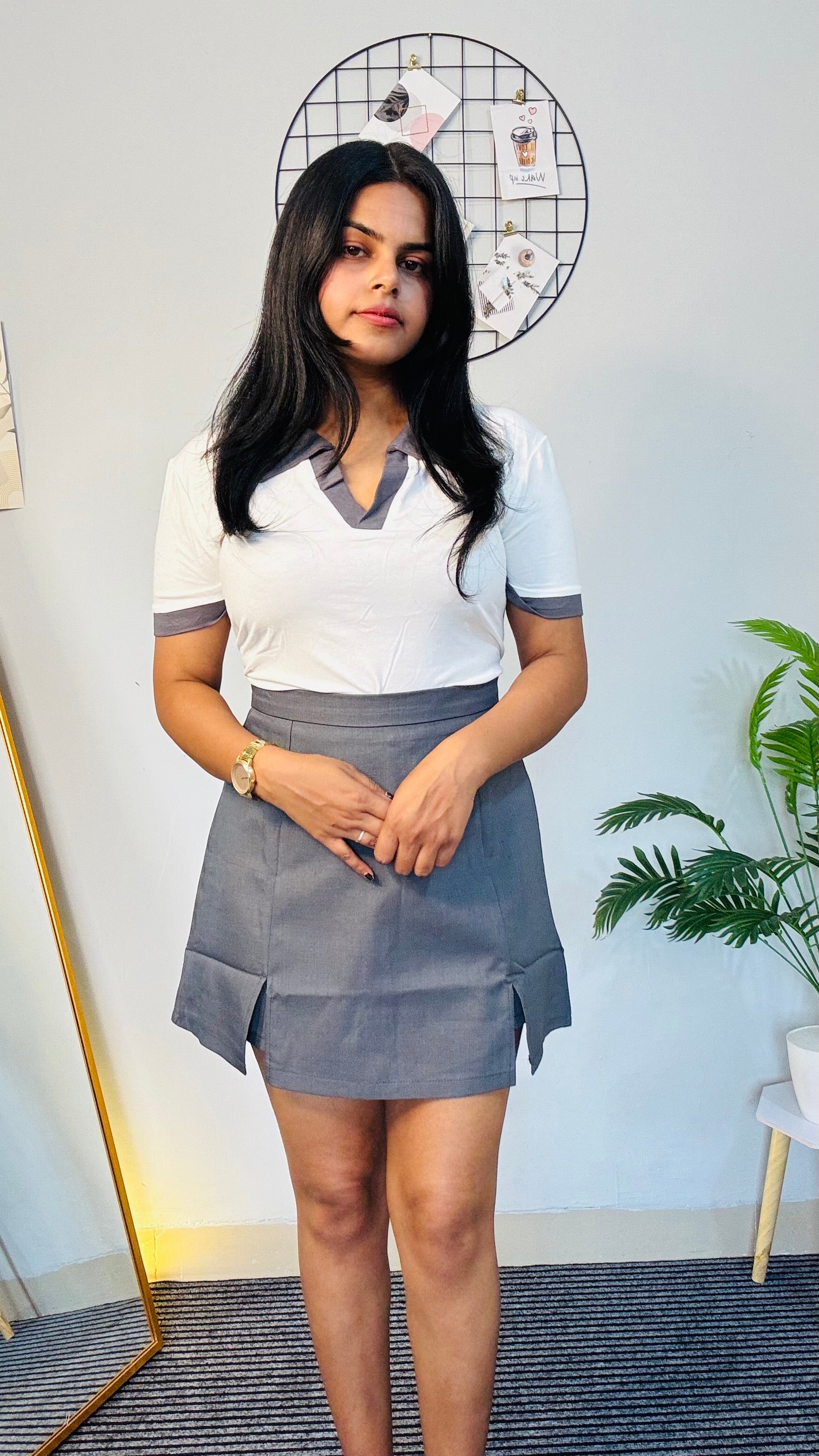 White & Grey Co-ord Set Lux Style