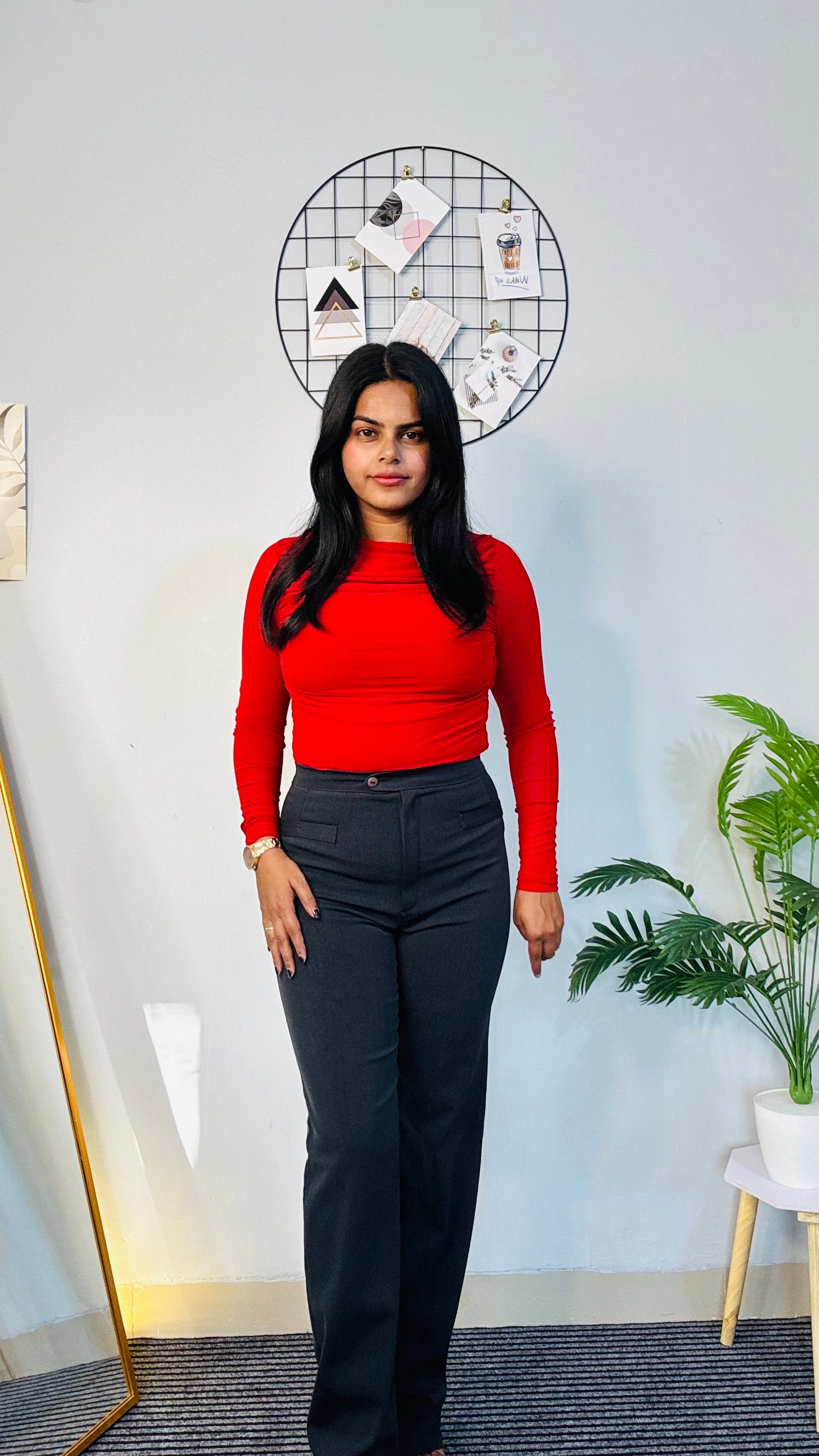 Red Bodysuit Full Sleeve Fit Style