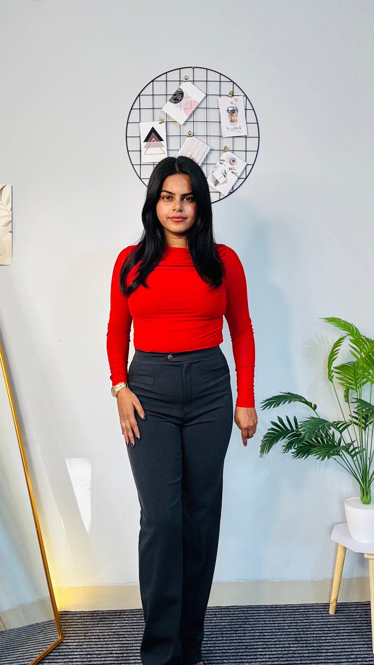 Red Bodysuit Full Sleeve Fit Style