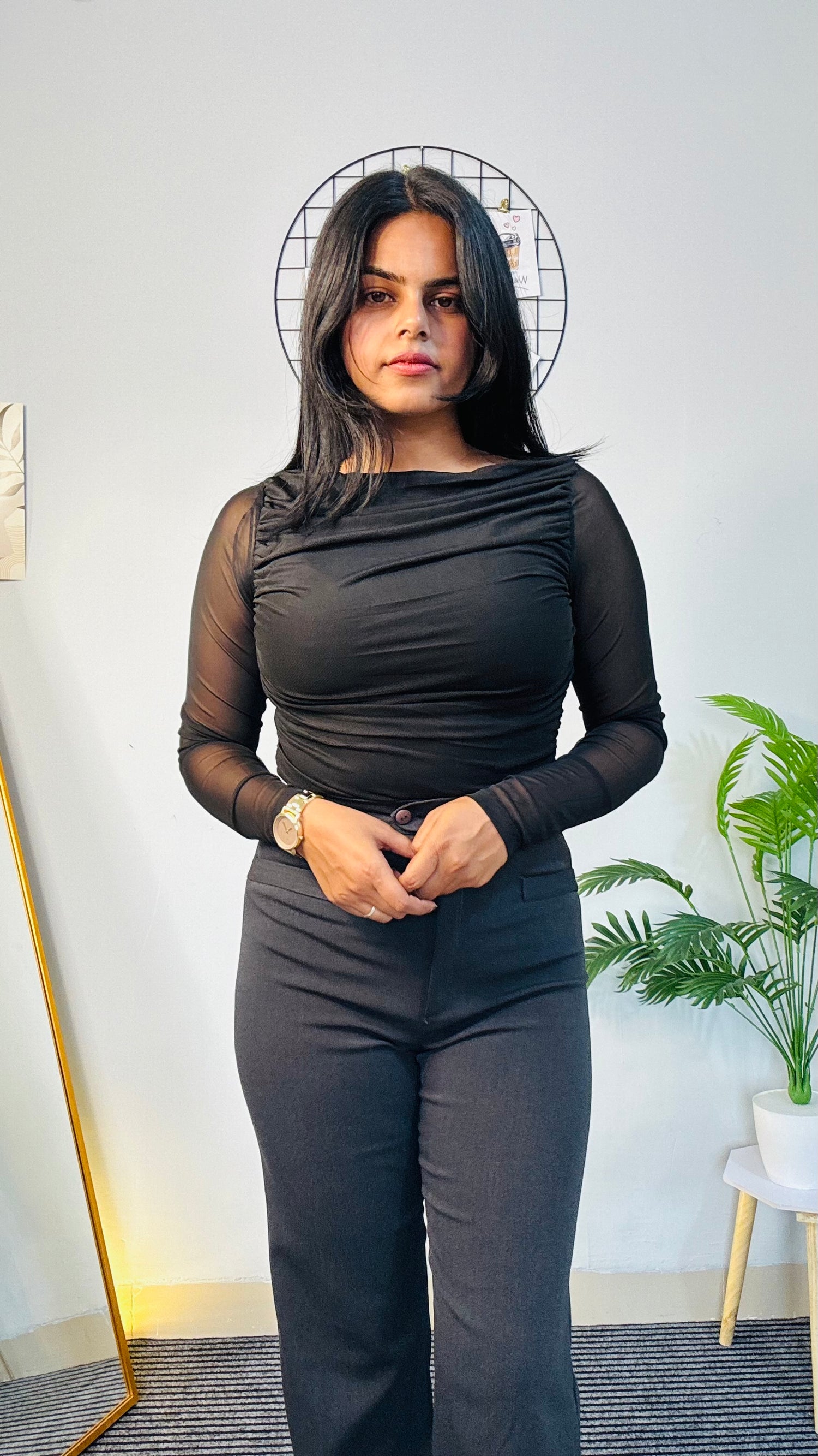 Black Bodysuit Full Sleeves Fit Style