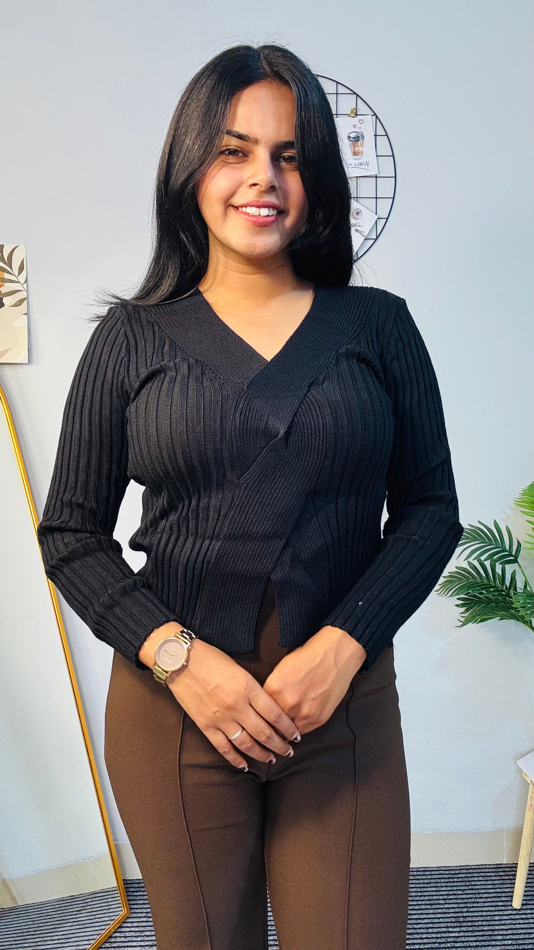 Black Ripped Cross Fit Top