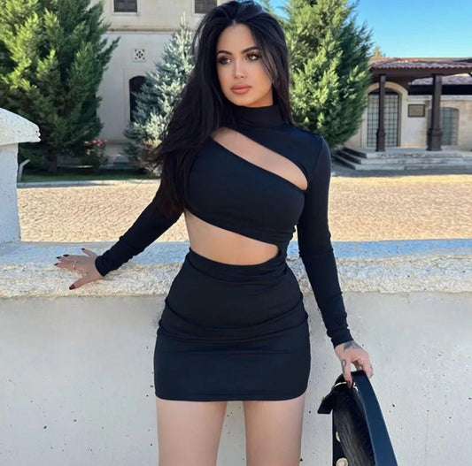 Black Midnight Sheer Charm Dress