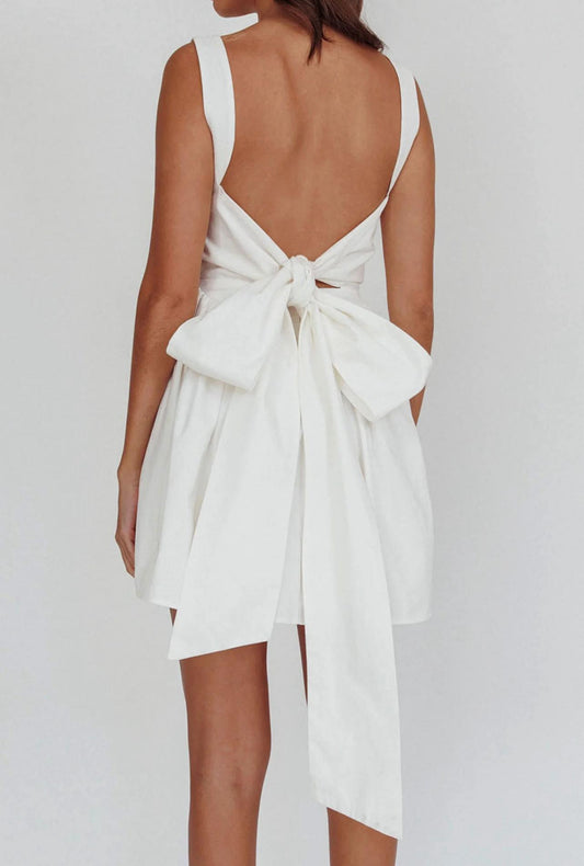 White The Belle Bow Back Mini Dress