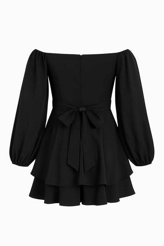 Black Midnight Charm Off-Shoulder Romper