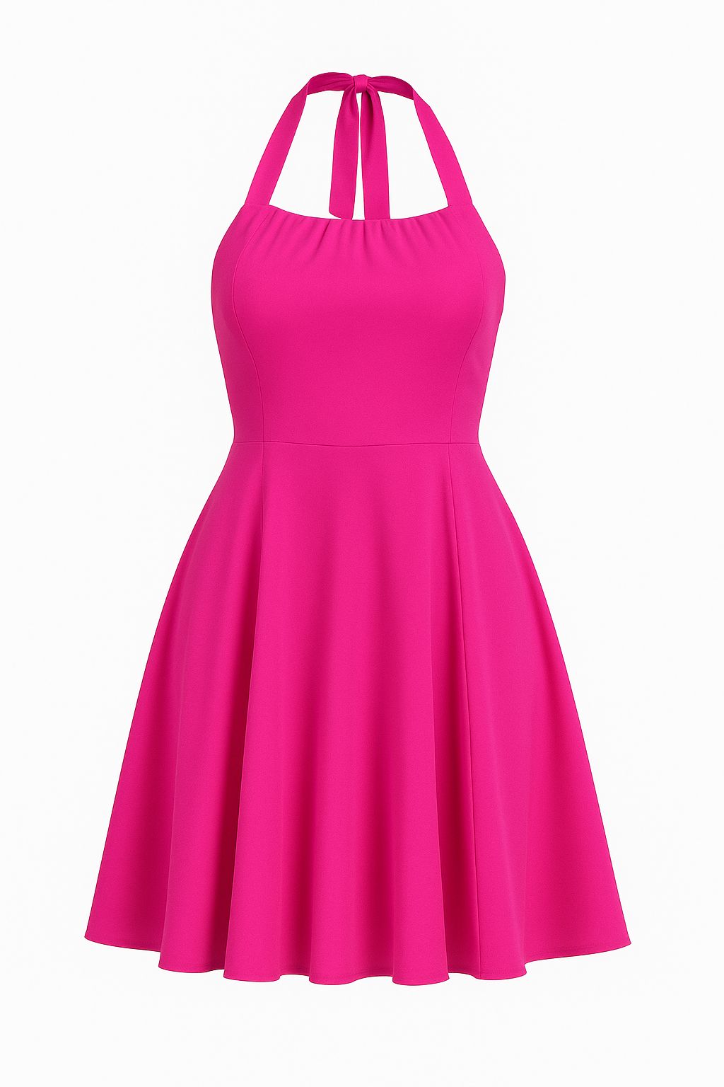 Hot Pink Halter Flare Dress