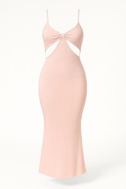Blush Bae Ribbed Cut-Out Maxi Dress