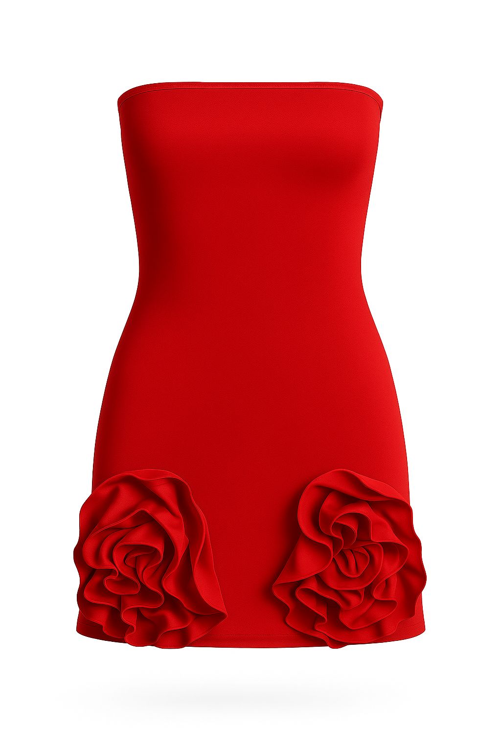Red Scarlet Bloom Strapless Mini Dress