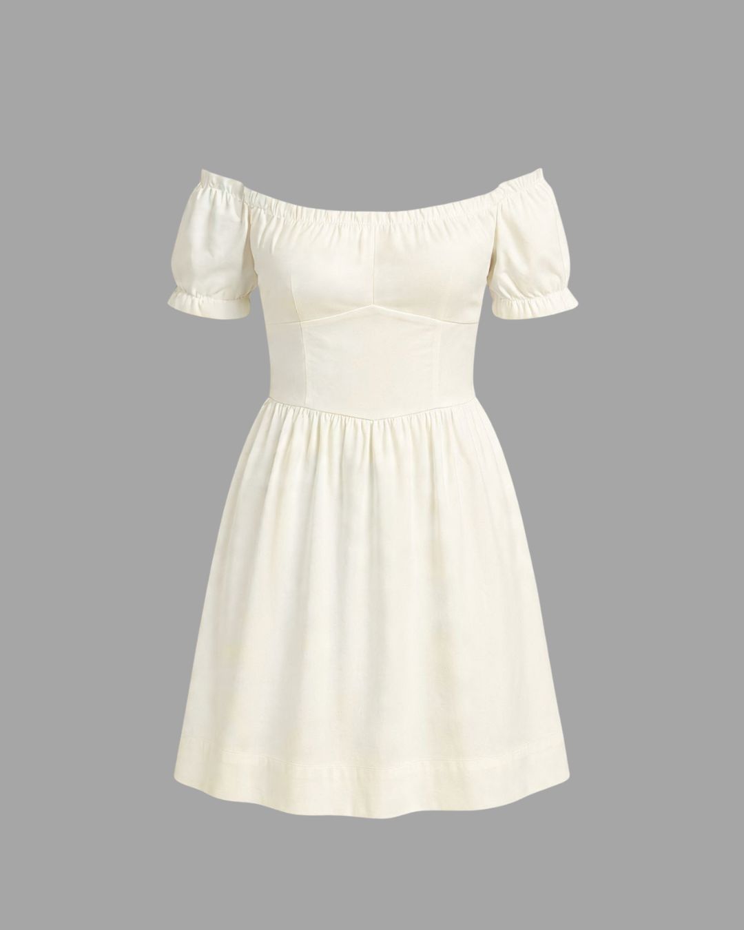 White Beige Cutout Ruched Midi Dress