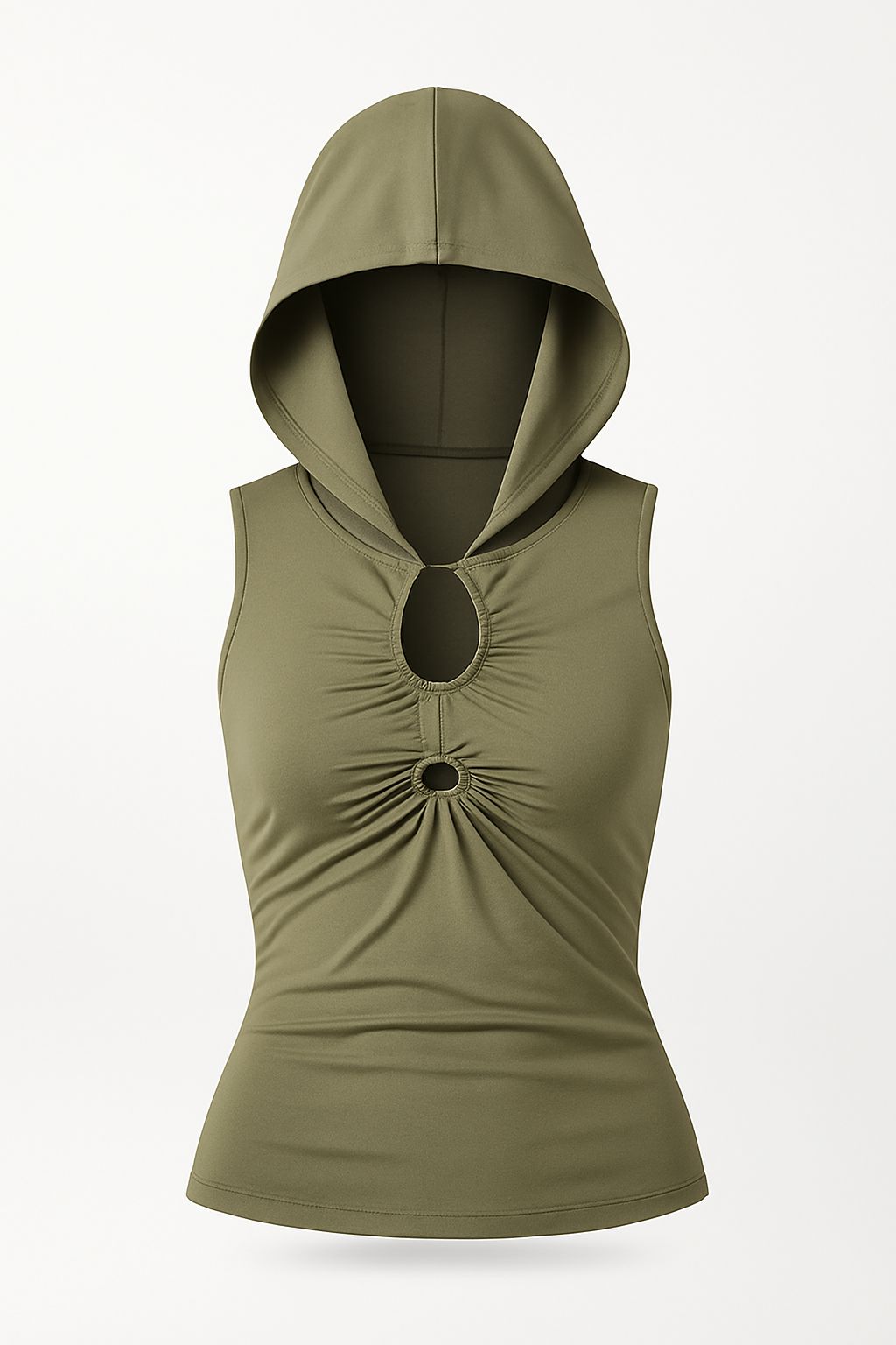 Luxe Hooded Ruched Cutout Tank