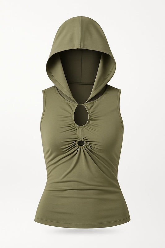 Luxe Hooded Ruched Cutout Tank