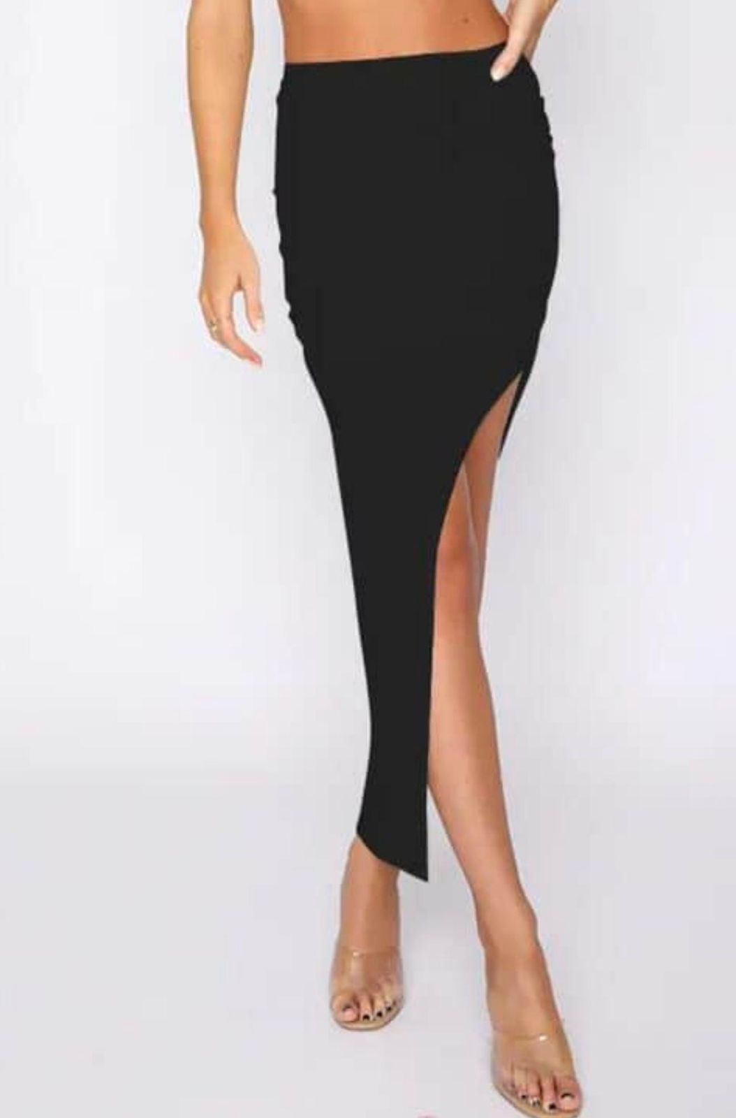 Black Full Side Cut Skirt