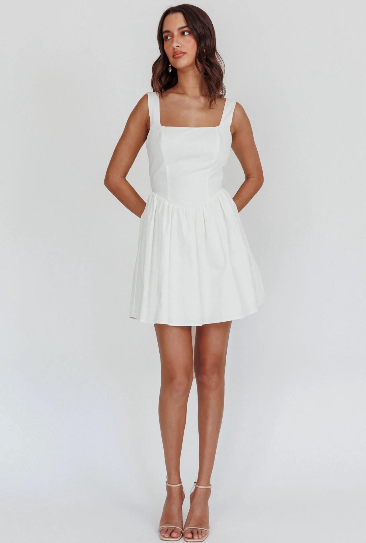 White The Belle Bow Back Mini Dress
