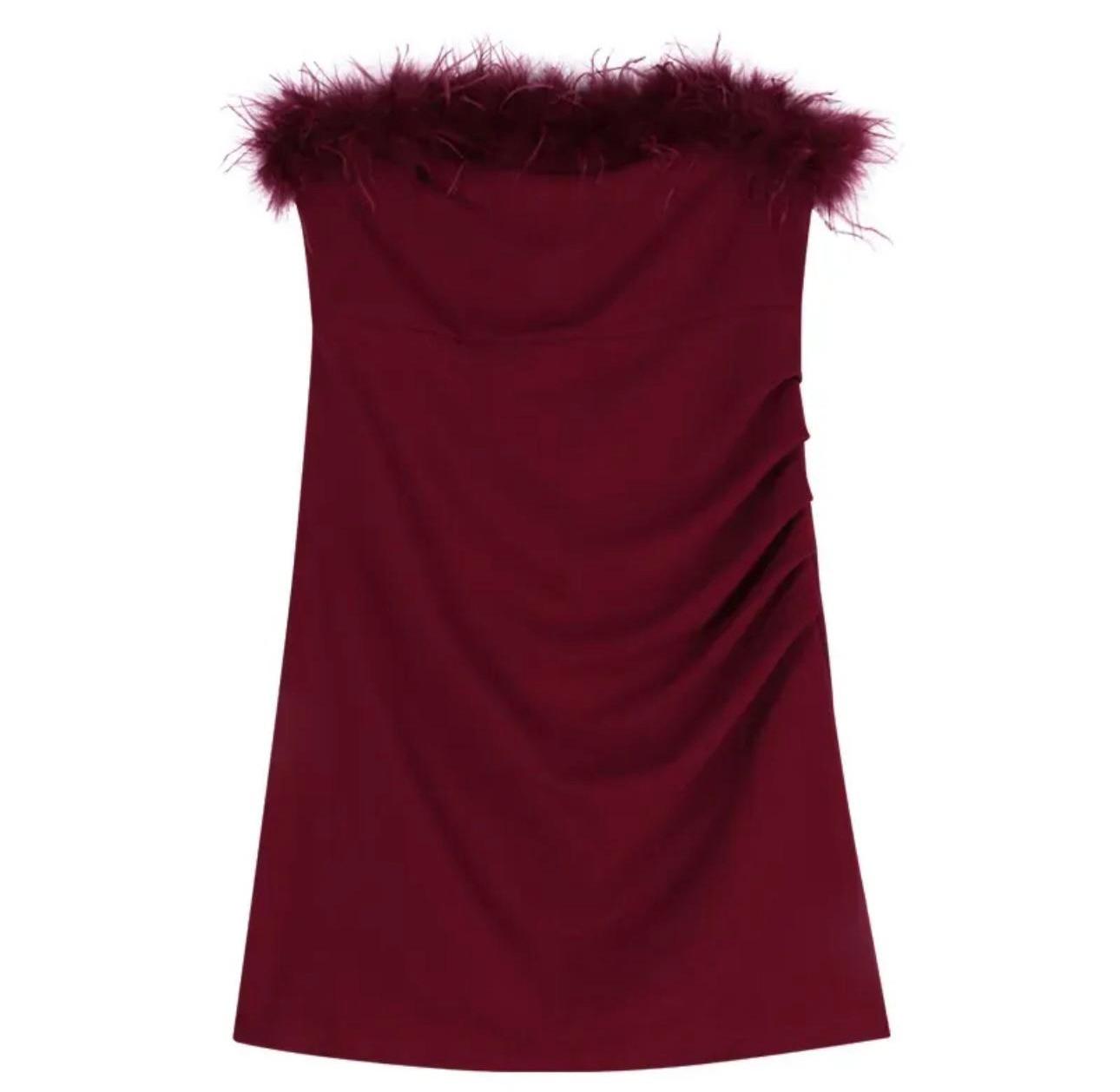 Velvet Flame Strapless Mini – Wine Red