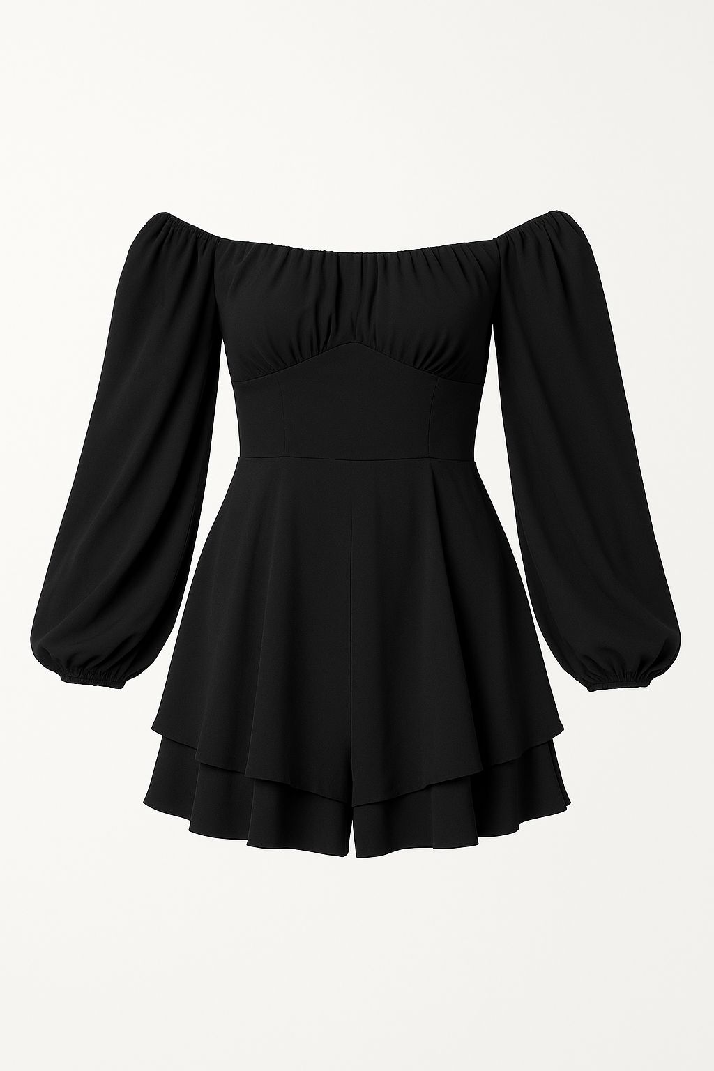 Black Midnight Charm Off-Shoulder Romper