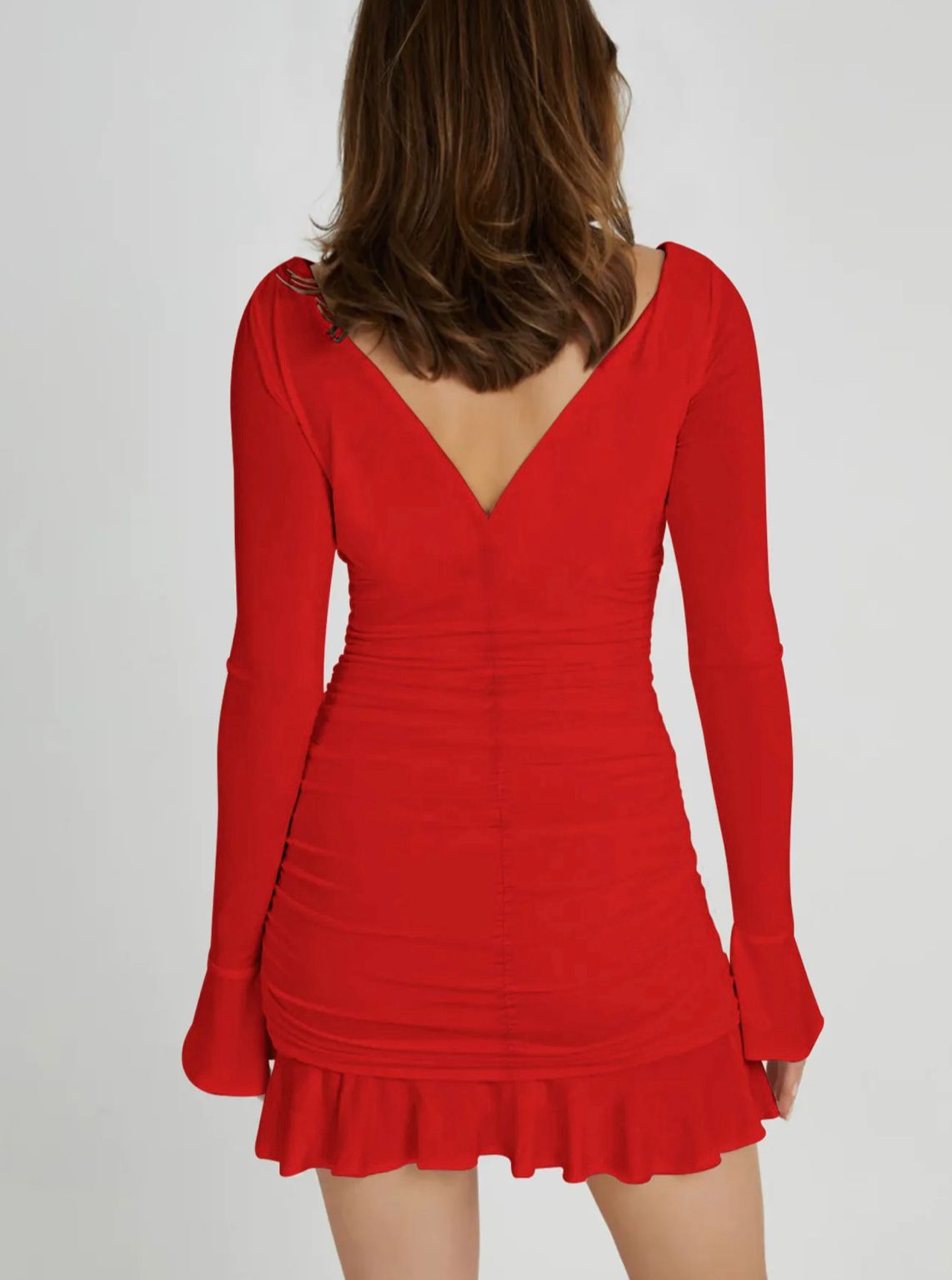 Red Scarlet Flame Ruffle Hem Mini Dress