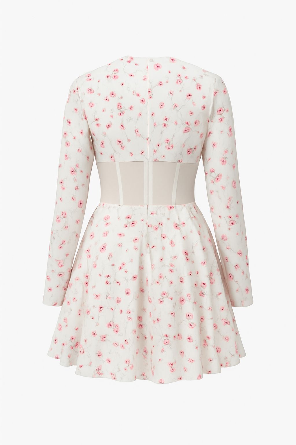 White Blush Bloom Mesh Corset Mini Dress