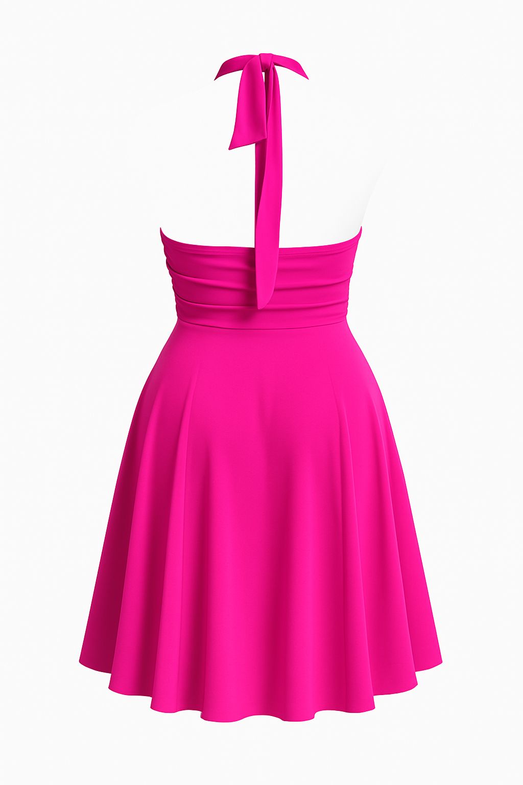 Hot Pink Halter Flare Dress