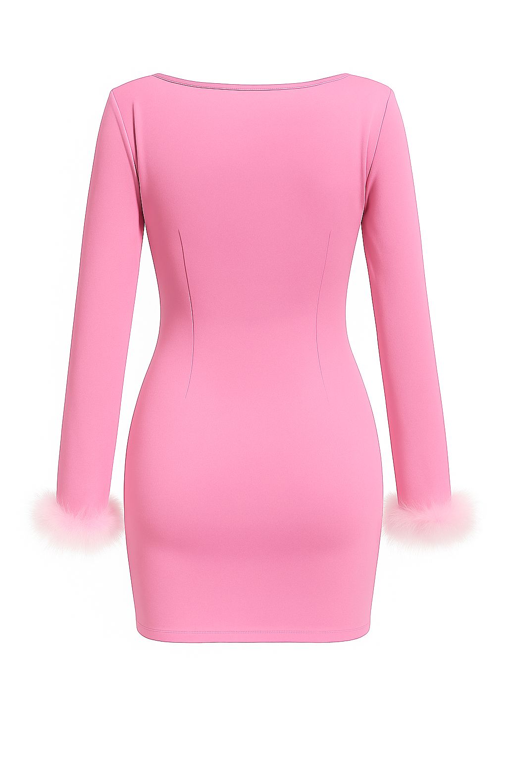 Pink Barbiecore Glam Feather Cuff Mini Dres