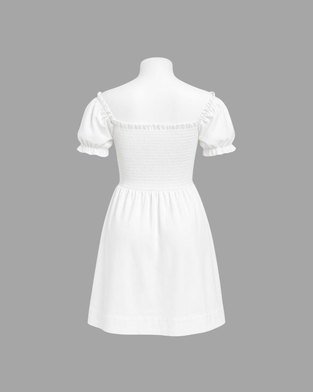White Beige Cutout Ruched Midi Dress