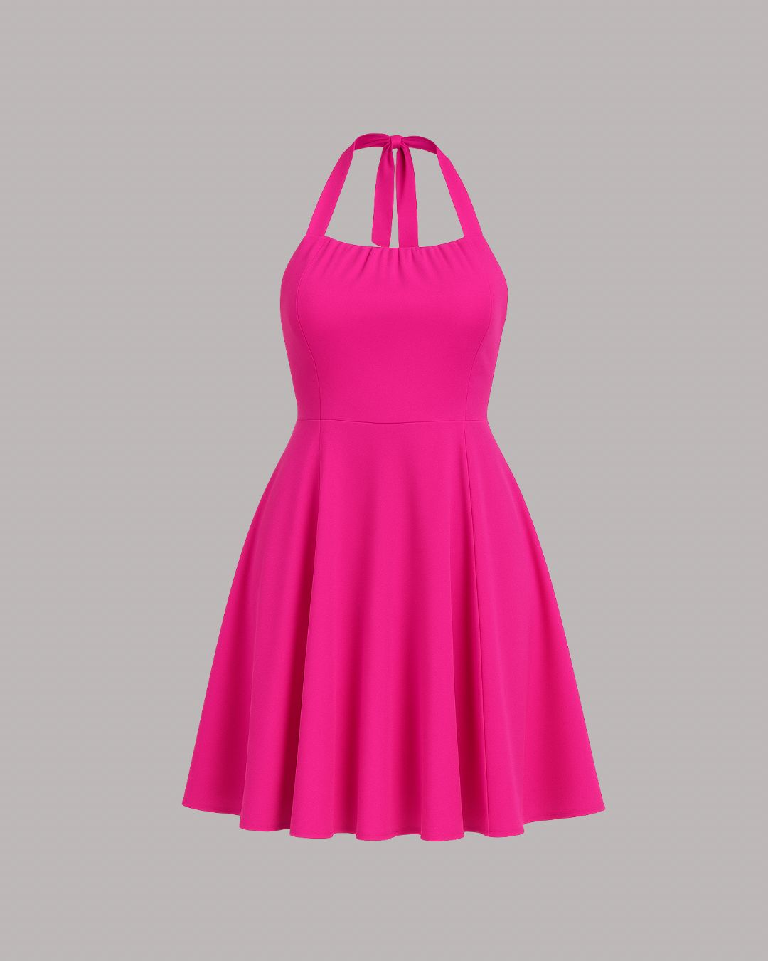 Hot Pink Halter Flare Dress