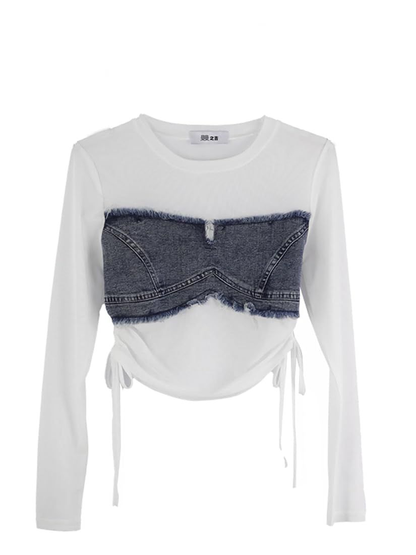 Denim Strip Full Sleeves Top
