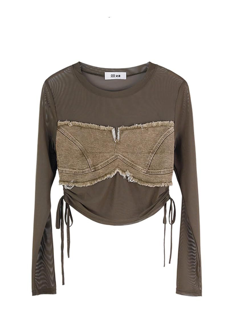 Denim Strip Full Sleeves Top