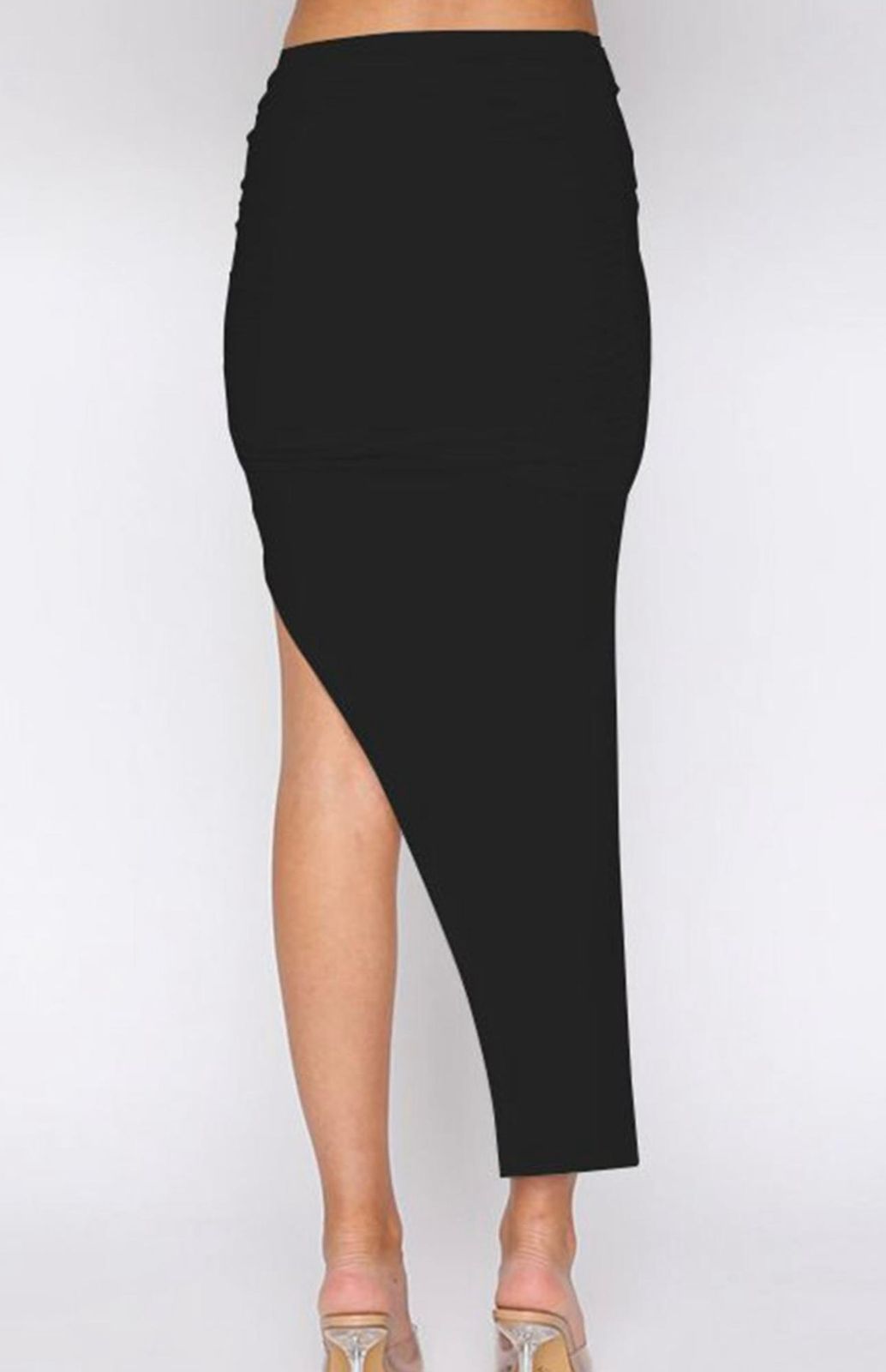 Black Full Side Cut Skirt
