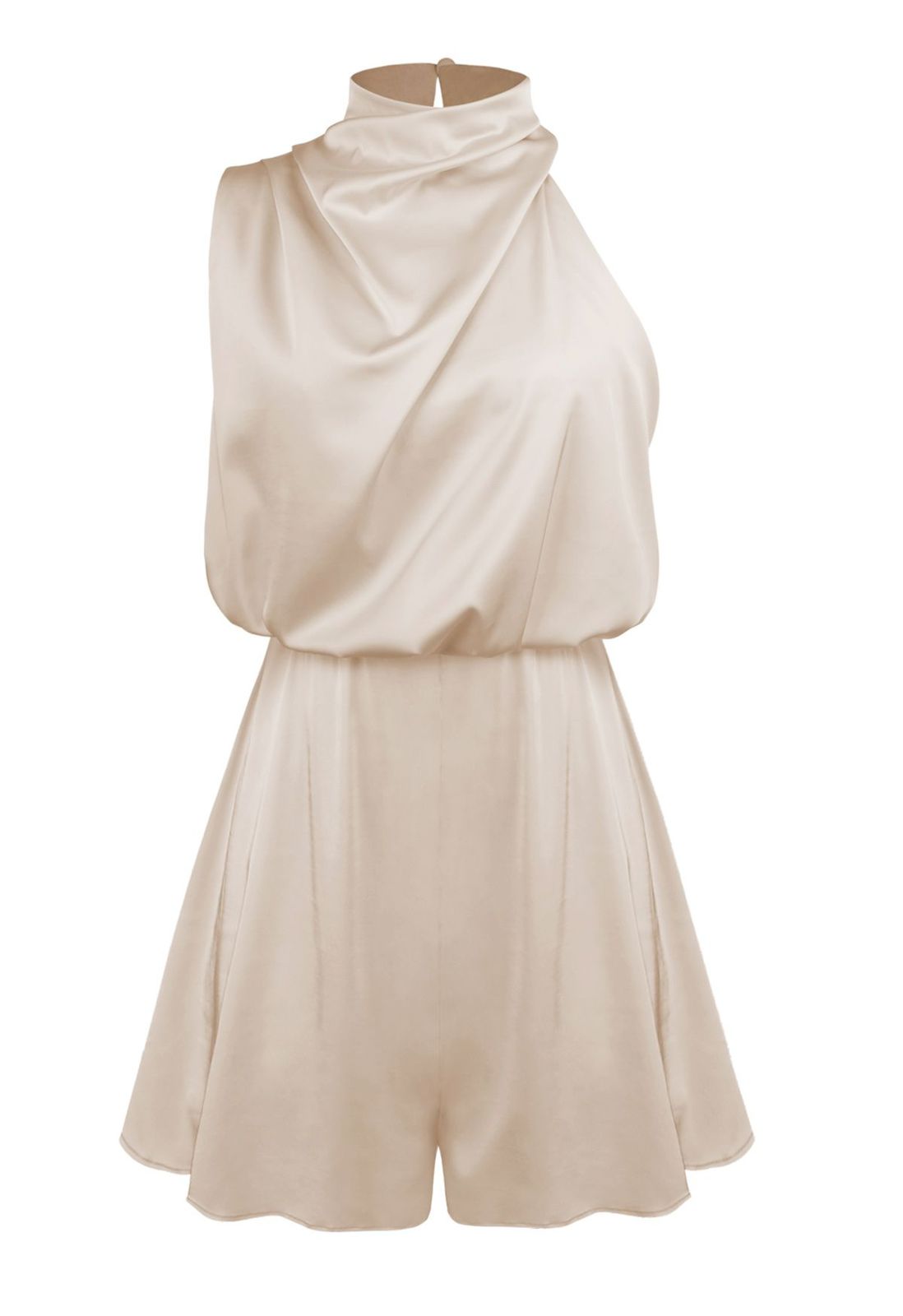 Satin Drape Halter Romper